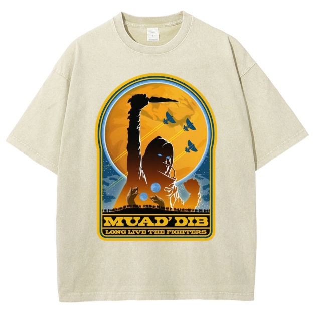 Retro "Muad'Dib Long Live the Fighters" Cosmic Rebel Graphic Washed T-Shirt