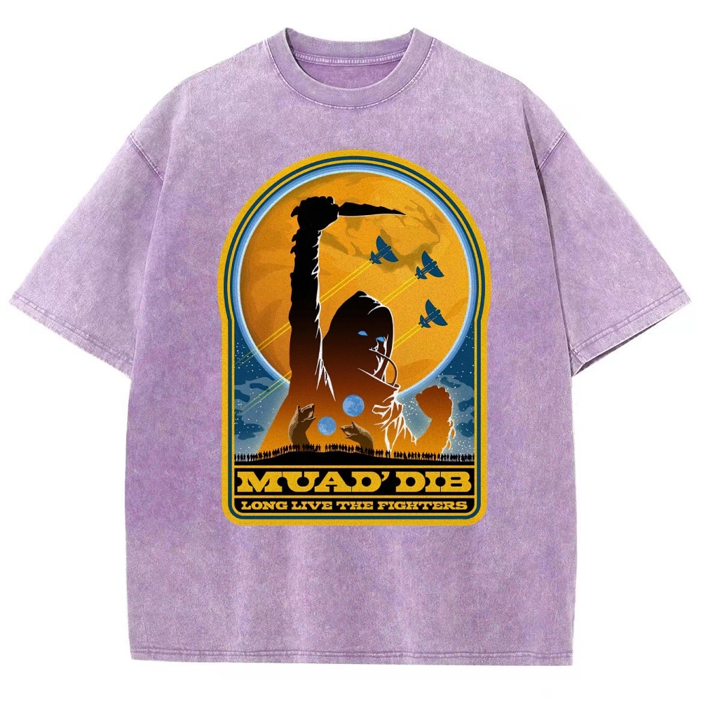 Retro "Muad'Dib Long Live the Fighters" Cosmic Rebel Graphic Washed T-Shirt