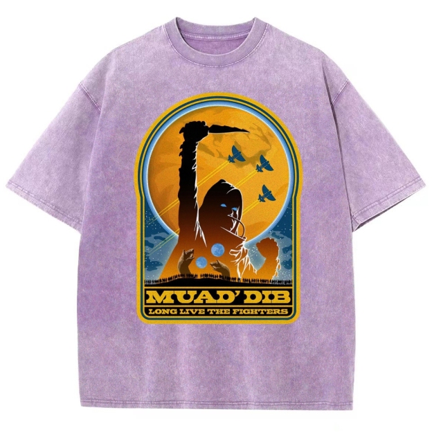 Retro "Muad'Dib Long Live the Fighters" Cosmic Rebel Graphic Washed T-Shirt