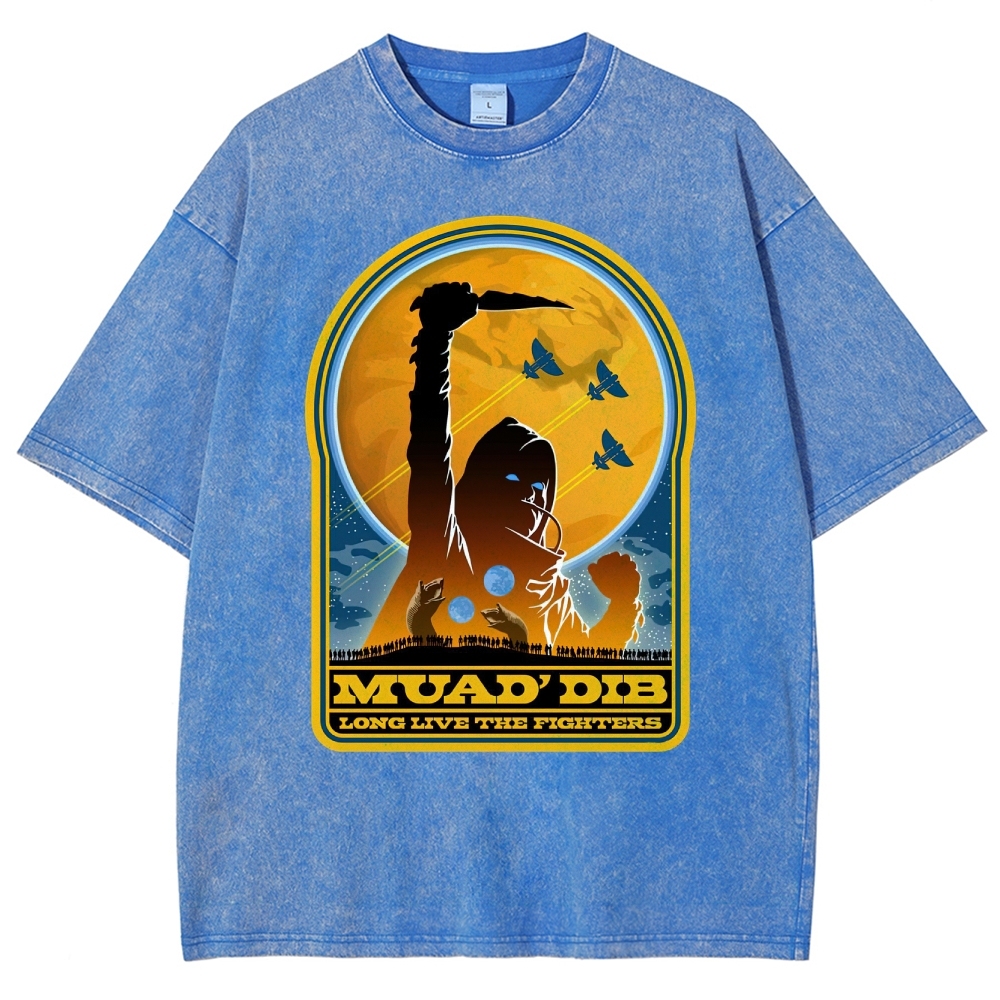 Retro "Muad'Dib Long Live the Fighters" Cosmic Rebel Graphic Washed T-Shirt