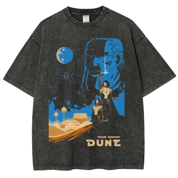Retro "Frank Herbert Dune" Cosmic Desert Epic Graphic Washed T-Shirt