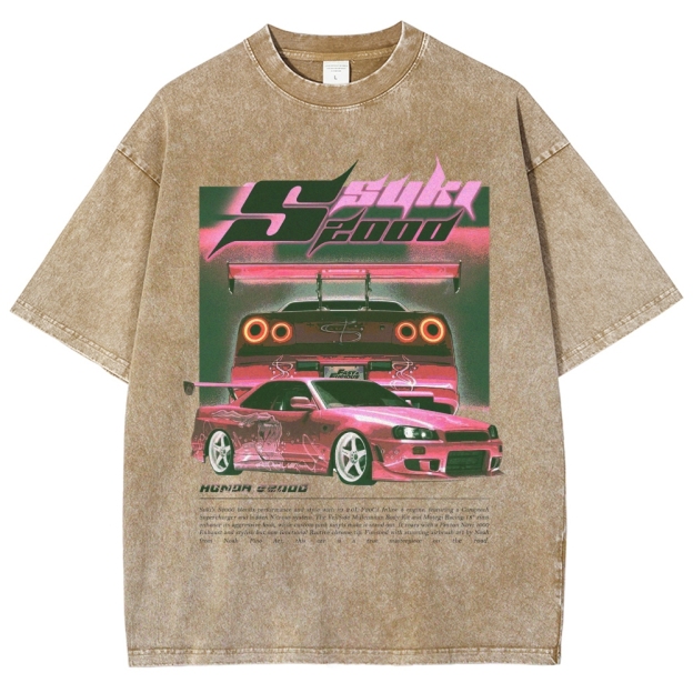 Retro "Suki 2000" Tuner Car Graphic Washed T-Shirt