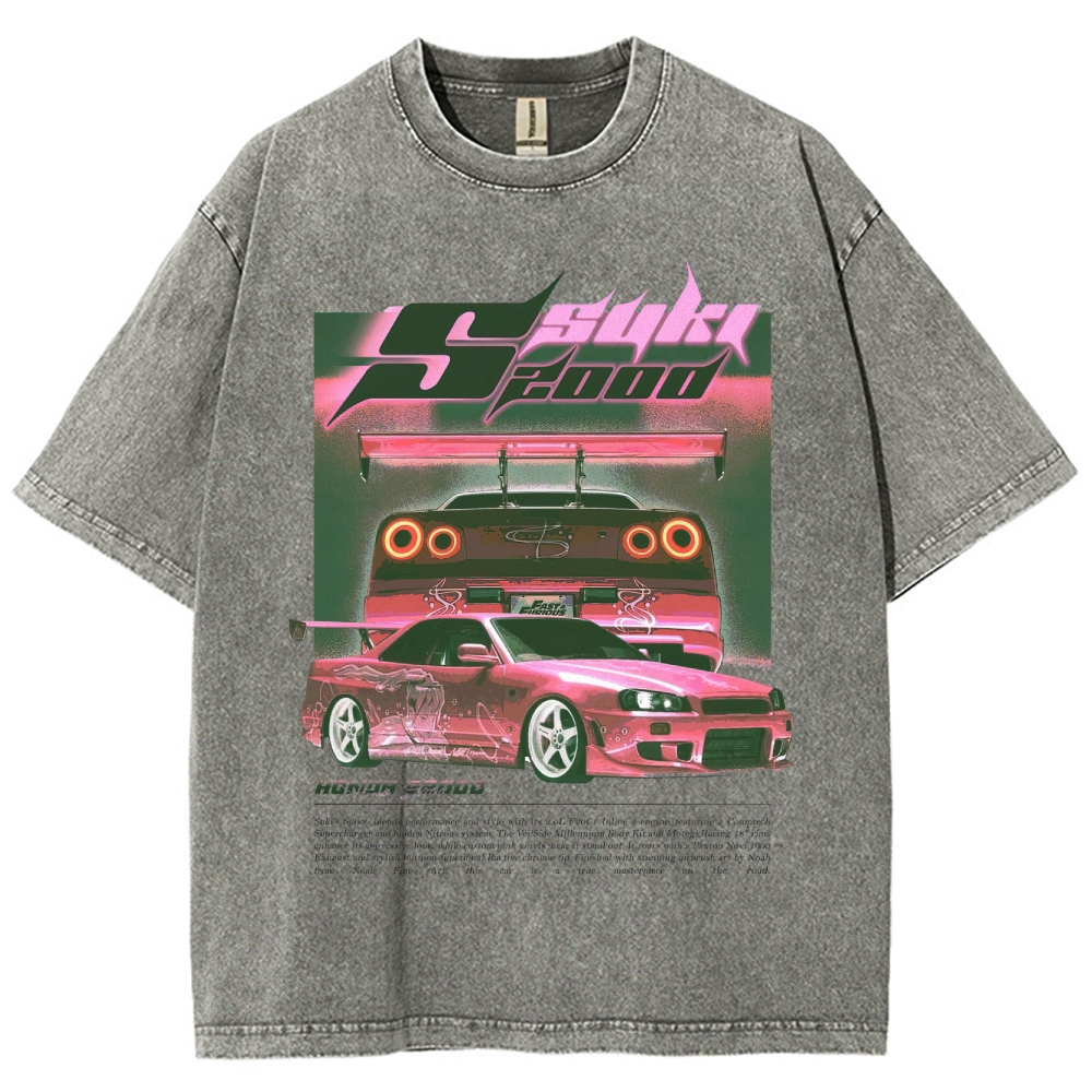 Retro "Suki 2000" Tuner Car Graphic Washed T-Shirt