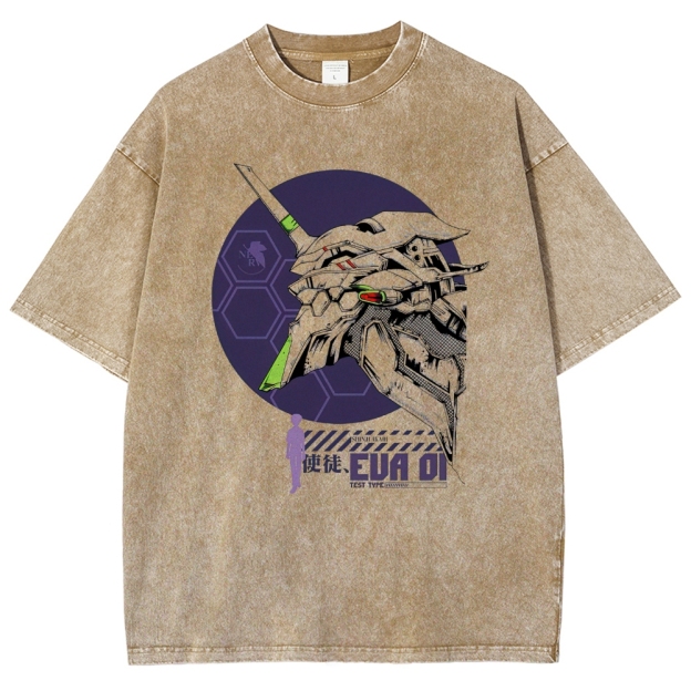 "EVA Unit-01" Mecha Graphic Washed T-Shirt