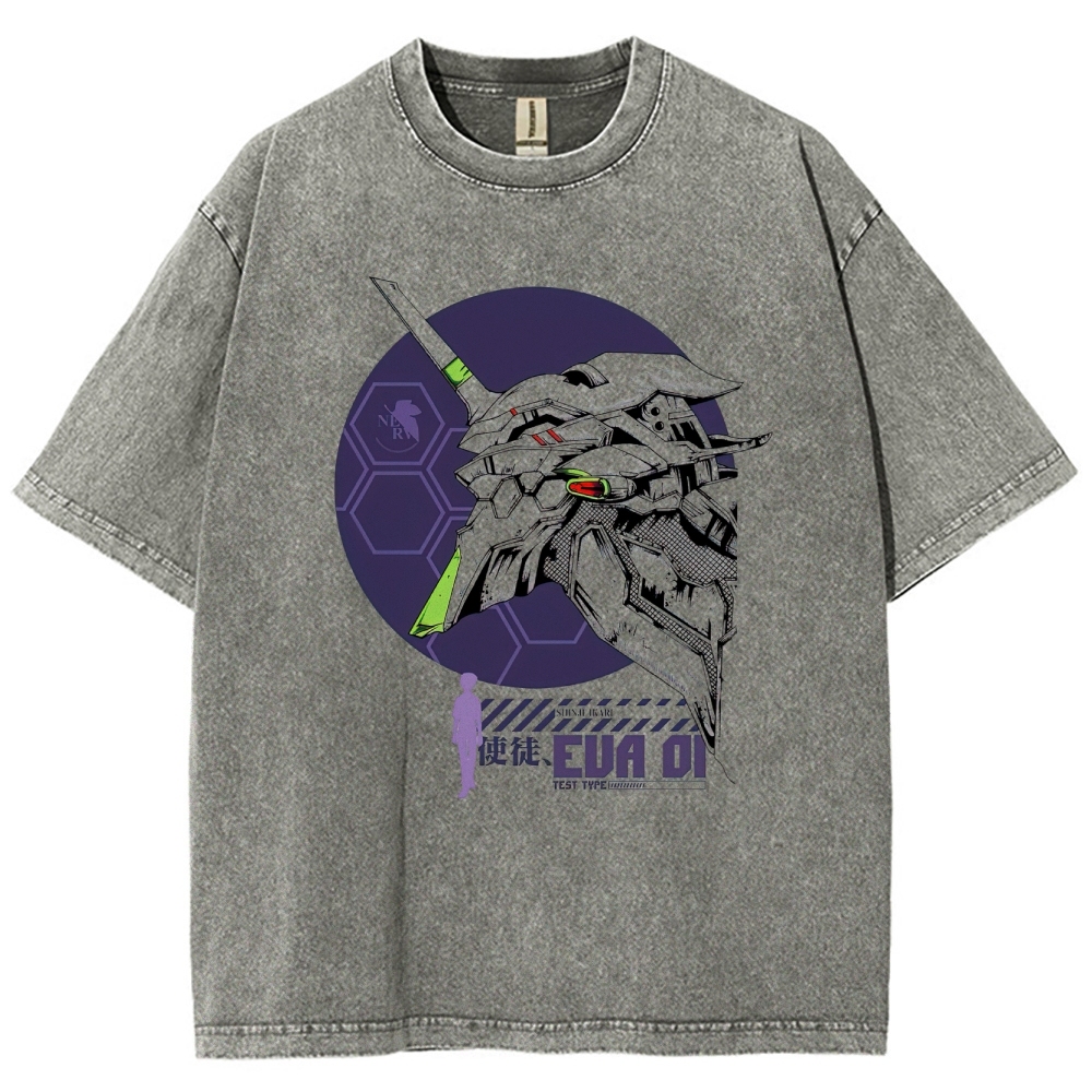 "EVA Unit-01" Mecha Graphic Washed T-Shirt