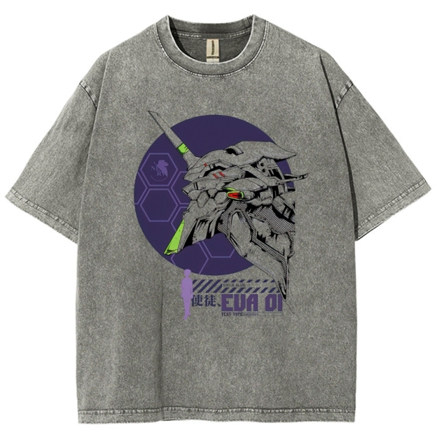 "EVA Unit-01" Mecha Graphic Washed T-Shirt