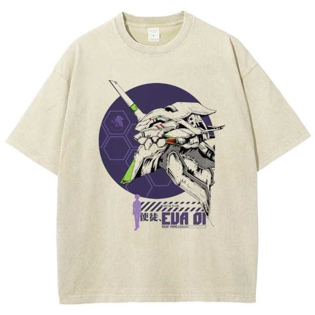"EVA Unit-01" Mecha Graphic Washed T-Shirt
