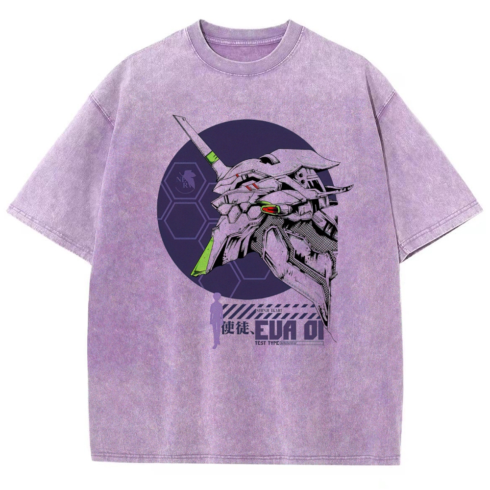"EVA Unit-01" Mecha Graphic Washed T-Shirt