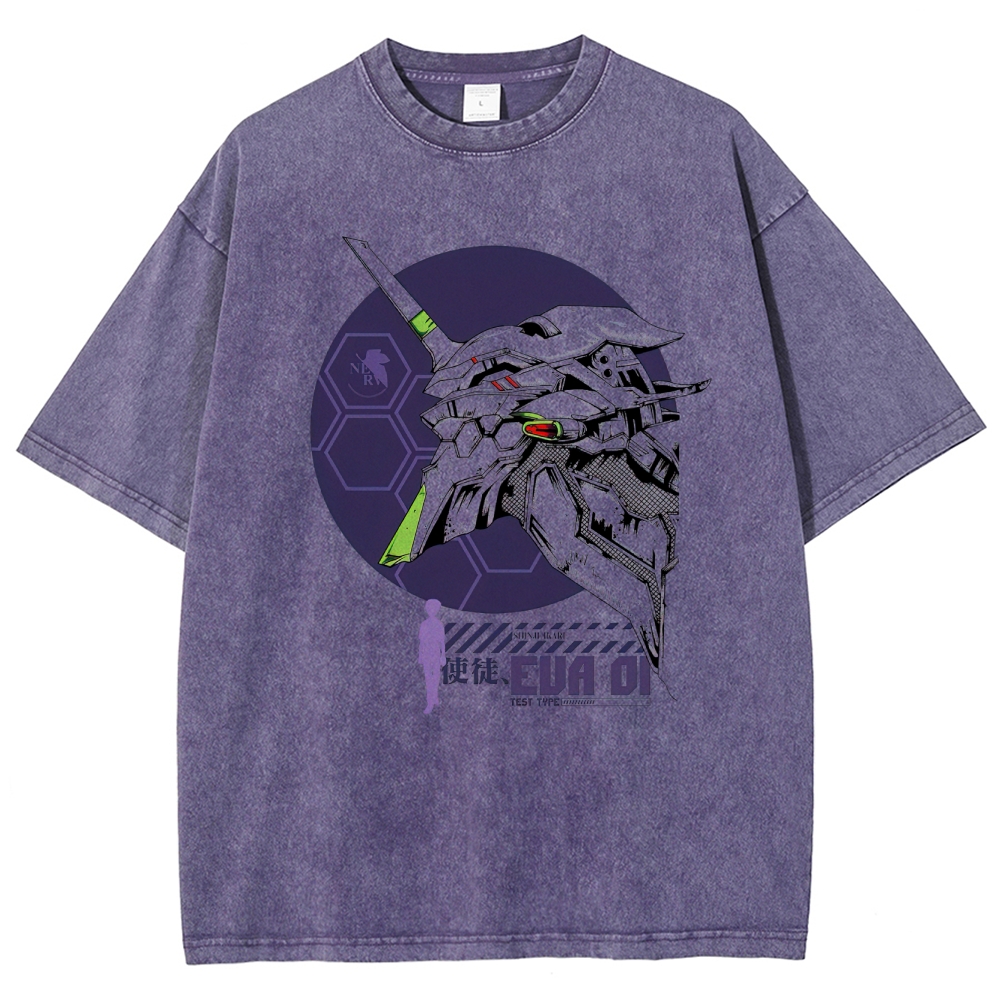 "EVA Unit-01" Mecha Graphic Washed T-Shirt