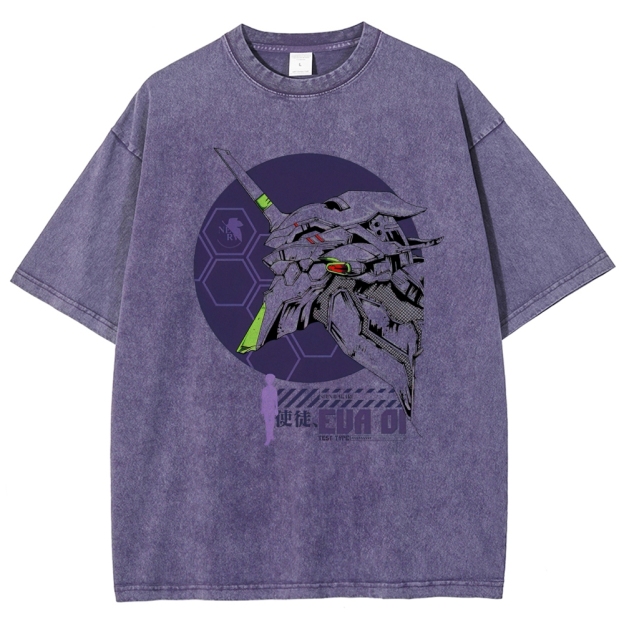 "EVA Unit-01" Mecha Graphic Washed T-Shirt