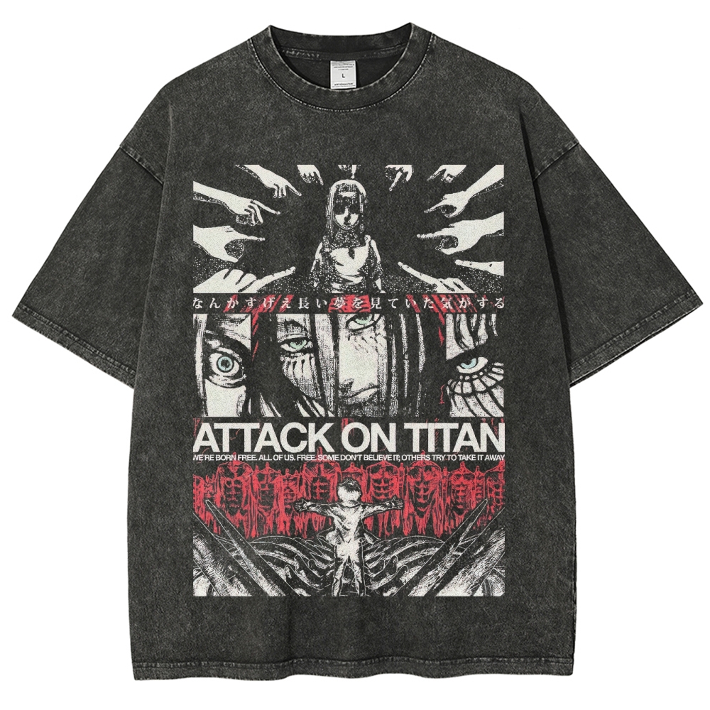 "Attack on Titan" Graphic Washed T-Shirt
