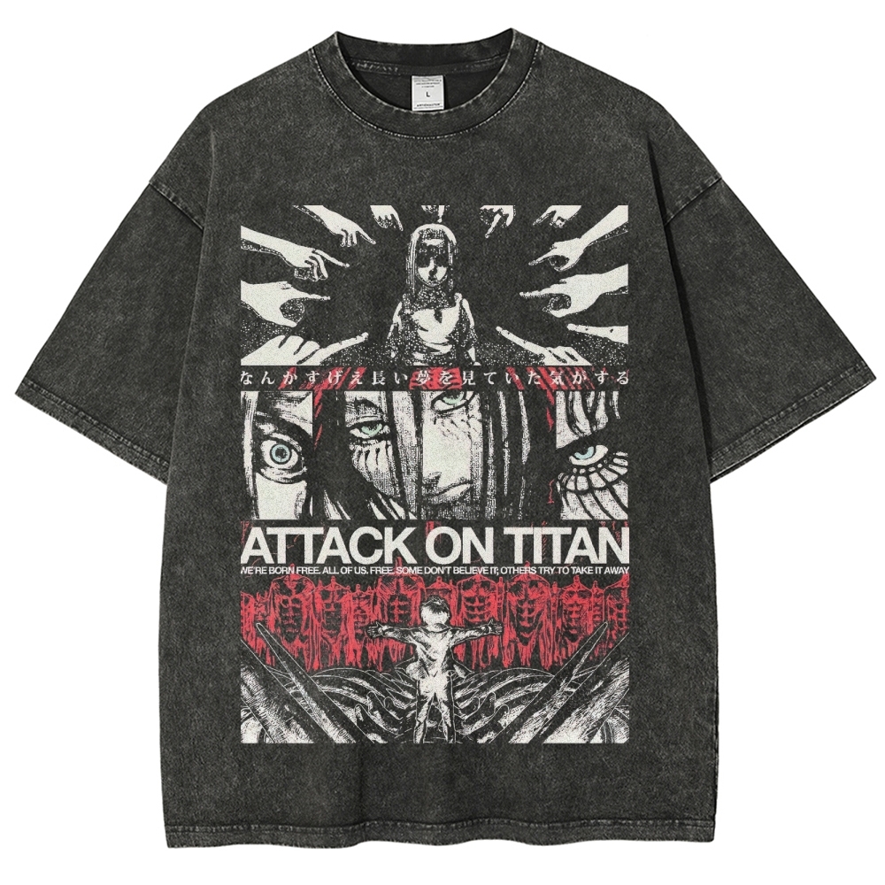 "Attack on Titan" Graphic Washed T-Shirt