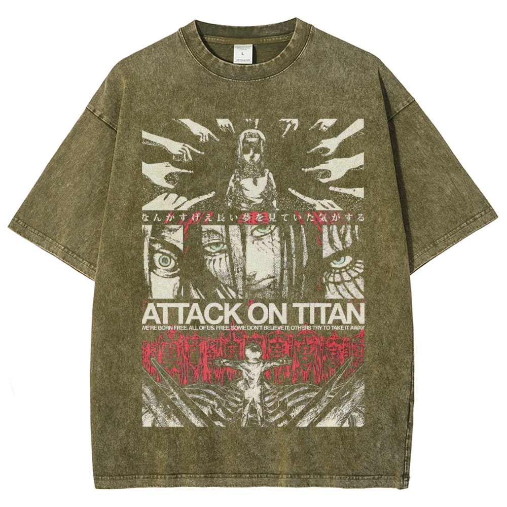 "Attack on Titan" Graphic Washed T-Shirt