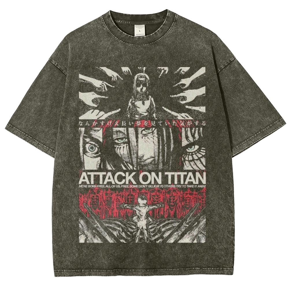 "Attack on Titan" Graphic Washed T-Shirt