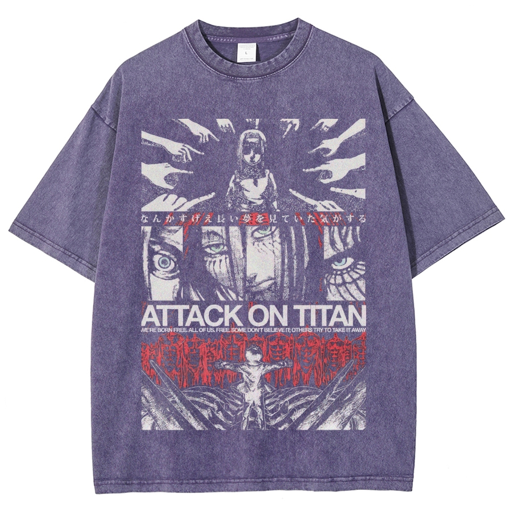 "Attack on Titan" Graphic Washed T-Shirt