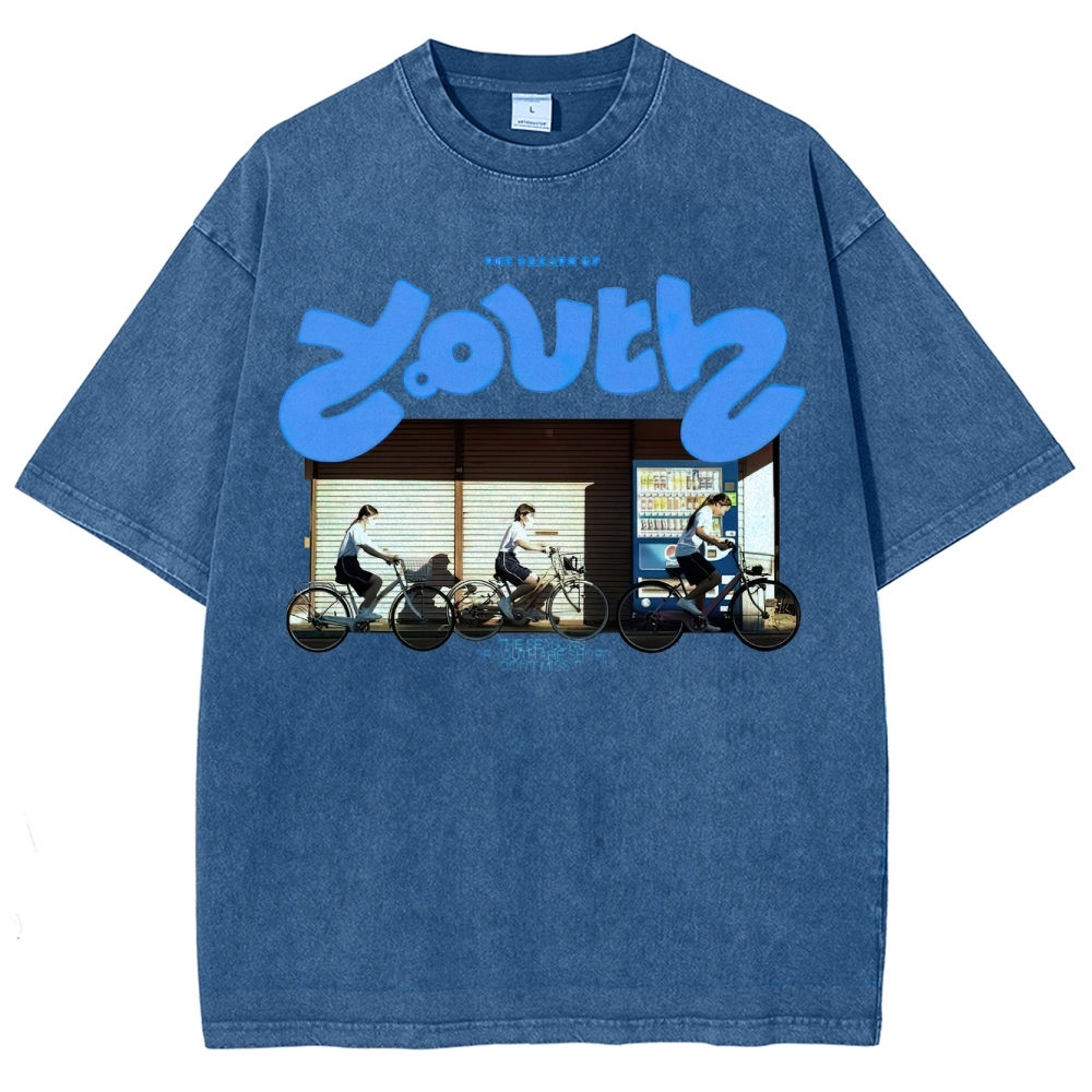 "The Breath of Youth" Nostalgic Graphic Washed T-Shirt