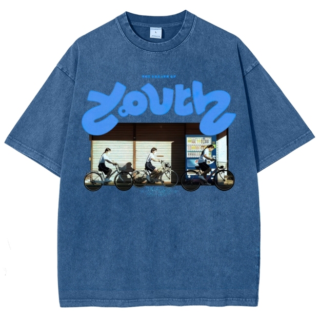 "The Breath of Youth" Nostalgic Graphic Washed T-Shirt