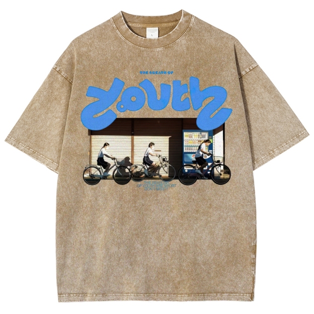 "The Breath of Youth" Nostalgic Graphic Washed T-Shirt
