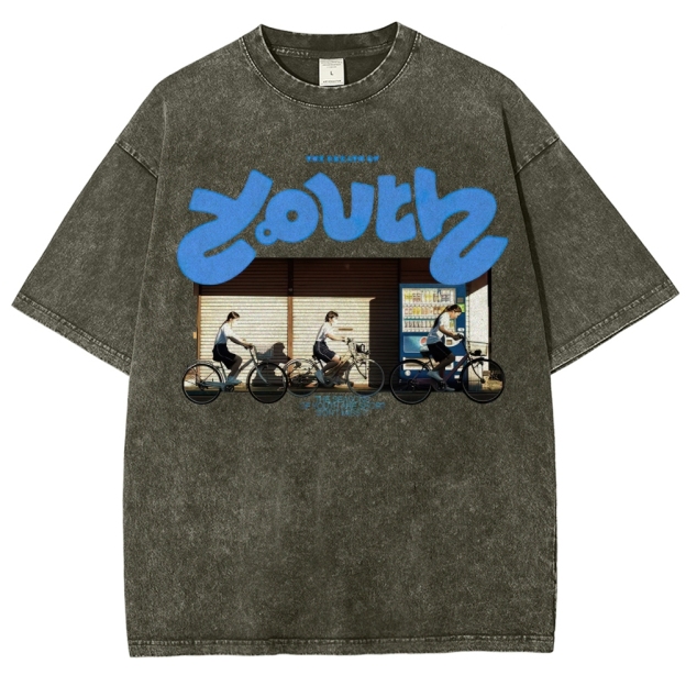 "The Breath of Youth" Nostalgic Graphic Washed T-Shirt
