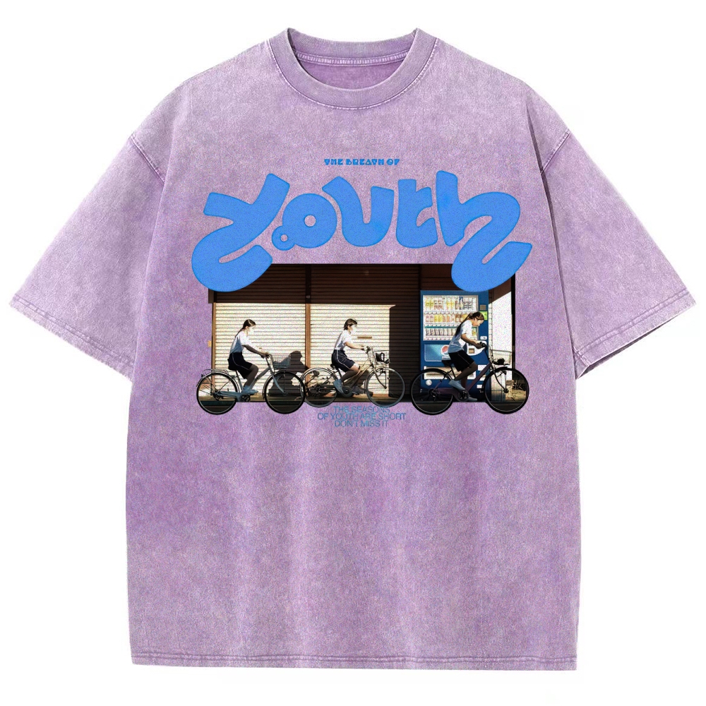 "The Breath of Youth" Nostalgic Graphic Washed T-Shirt
