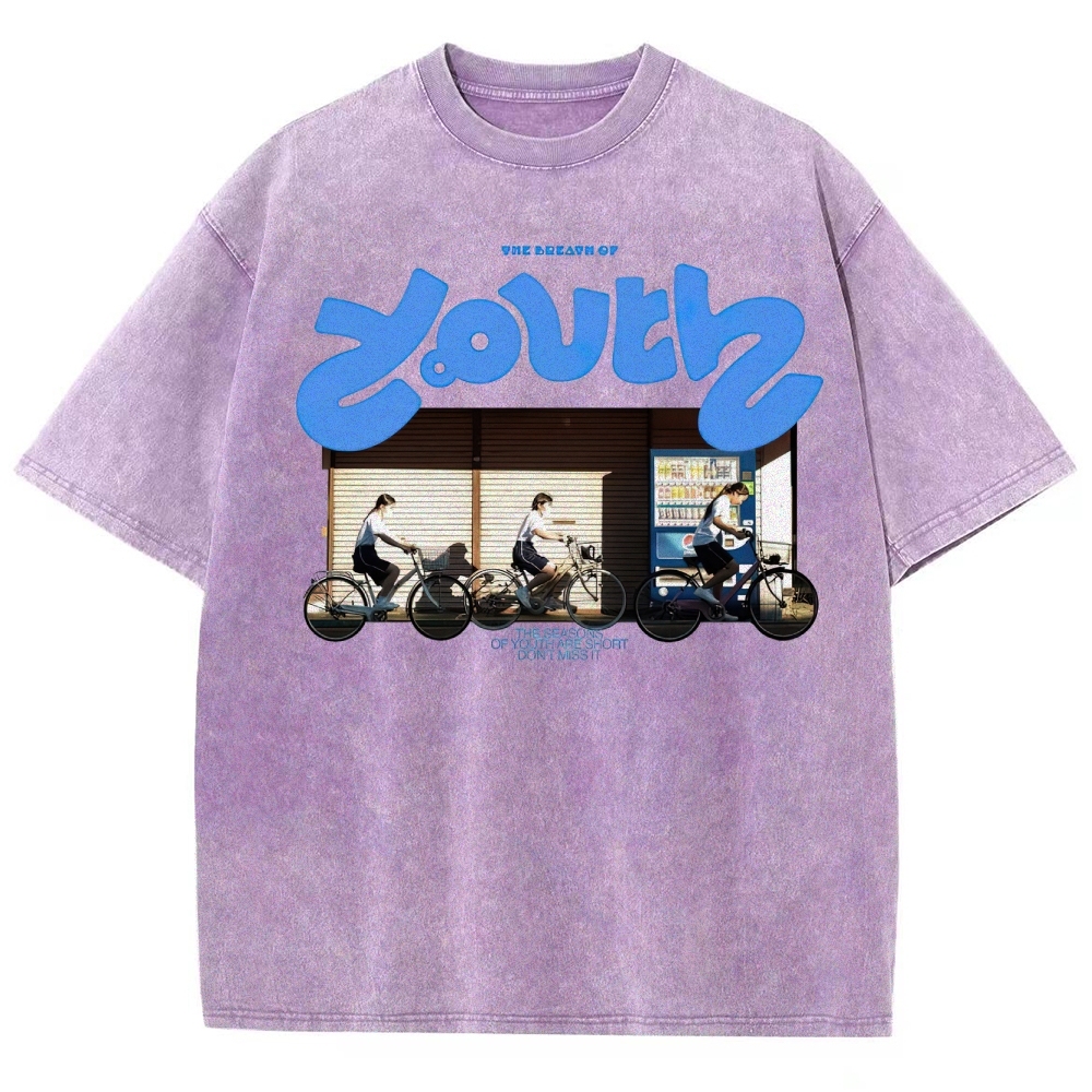 "The Breath of Youth" Nostalgic Graphic Washed T-Shirt