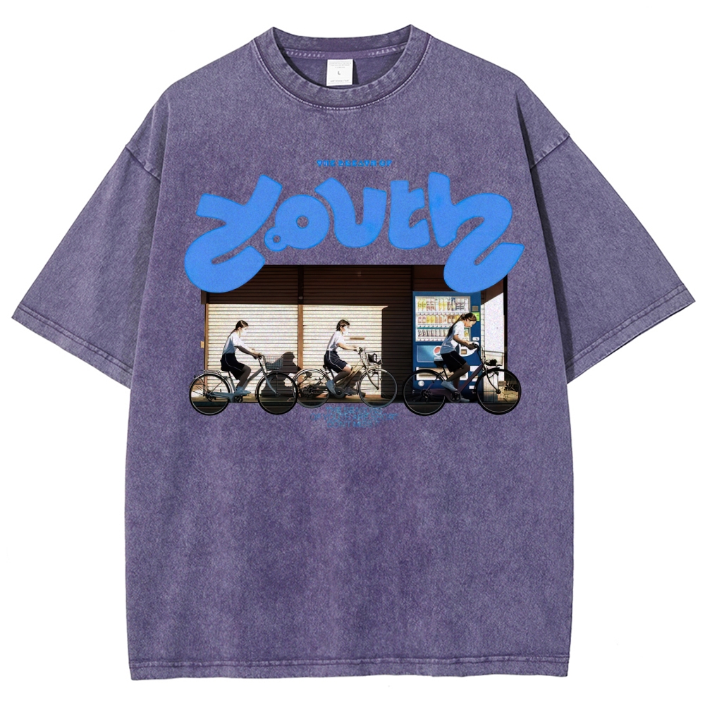 "The Breath of Youth" Nostalgic Graphic Washed T-Shirt