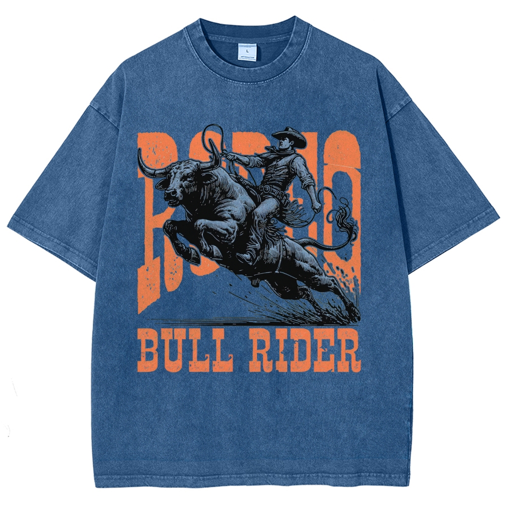 "Bull Rider" Western Graphic Washed T-Shirt