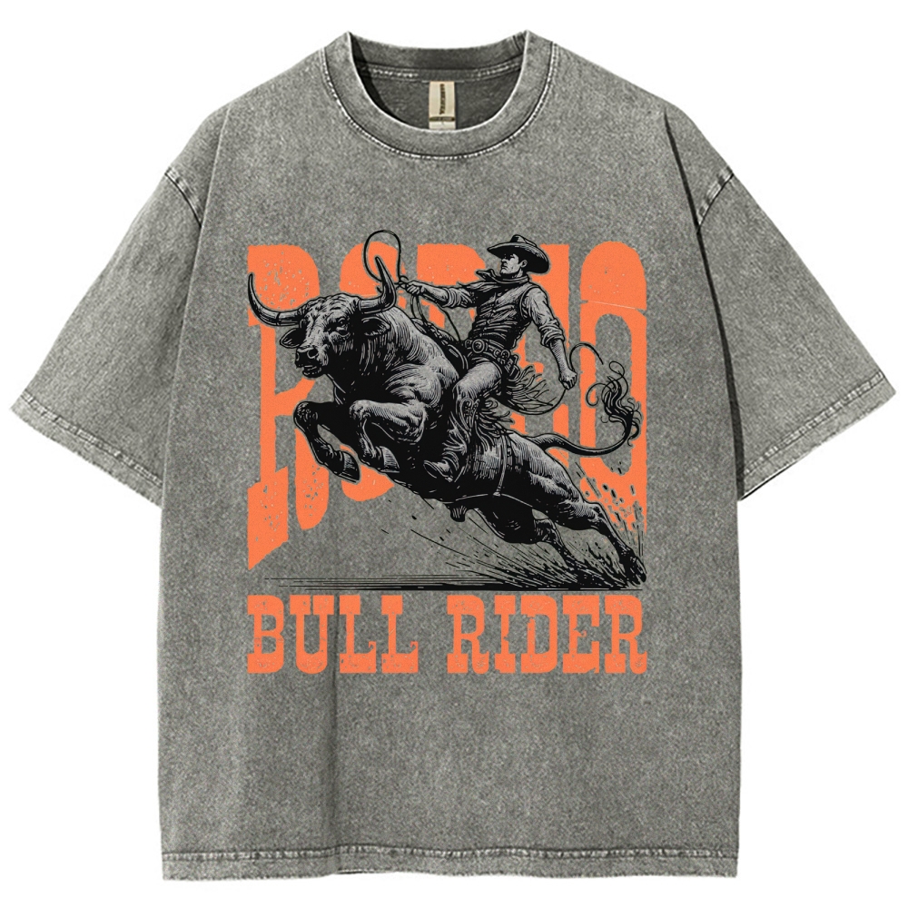 "Bull Rider" Western Graphic Washed T-Shirt