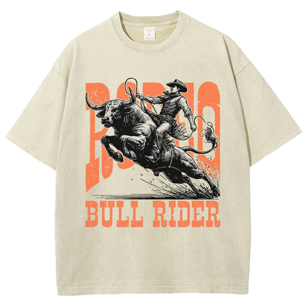"Bull Rider" Western Graphic Washed T-Shirt