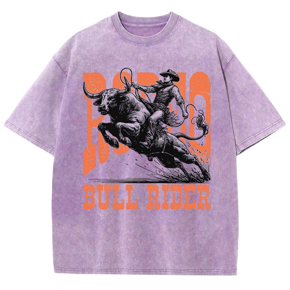 "Bull Rider" Western Graphic Washed T-Shirt