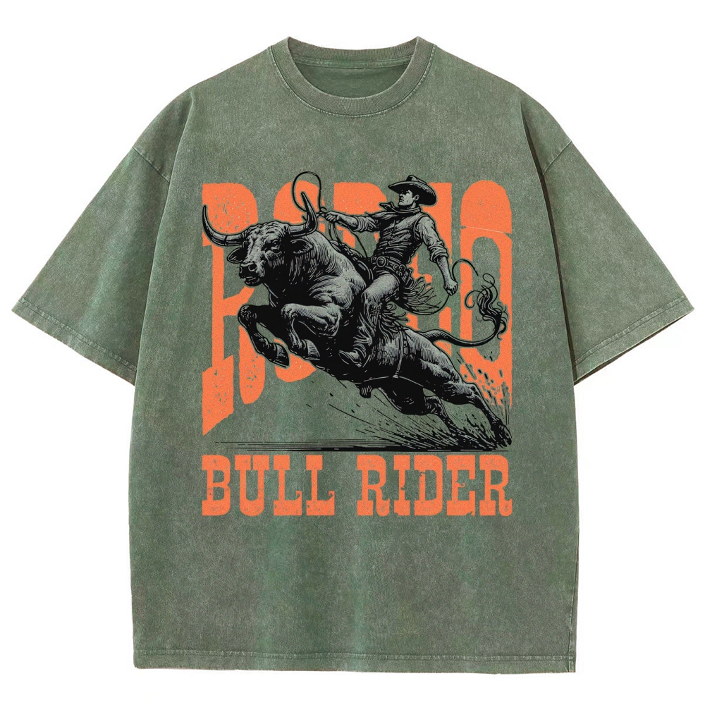 "Bull Rider" Western Graphic Washed T-Shirt