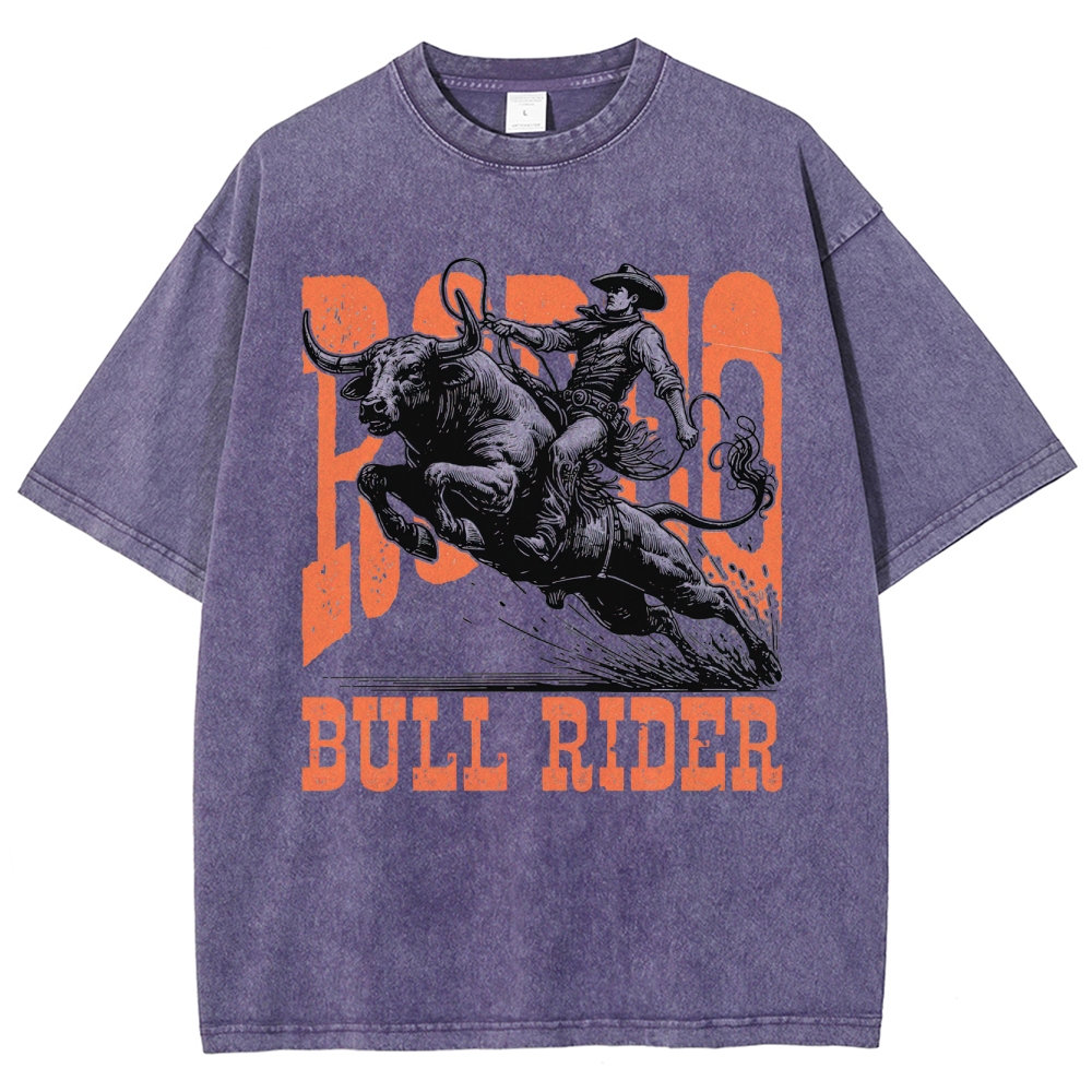 "Bull Rider" Western Graphic Washed T-Shirt