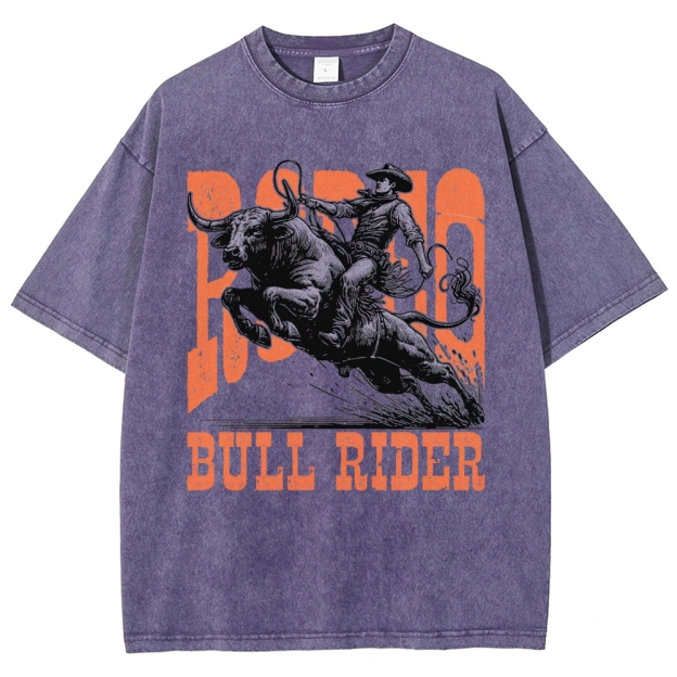 "Bull Rider" Western Graphic Washed T-Shirt