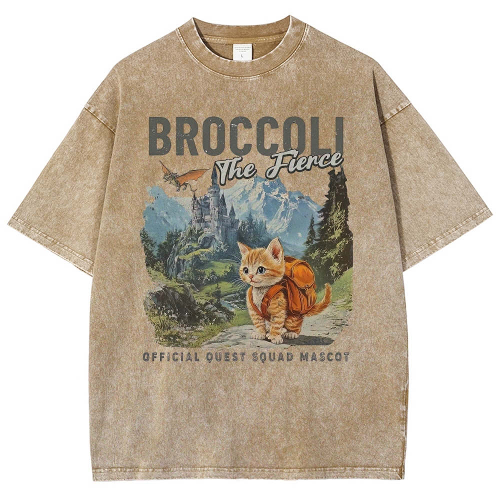 "Broccoli the Fierce" Quest Mascot Graphic Washed T-Shirt