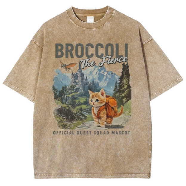 "Broccoli the Fierce" Quest Mascot Graphic Washed T-Shirt