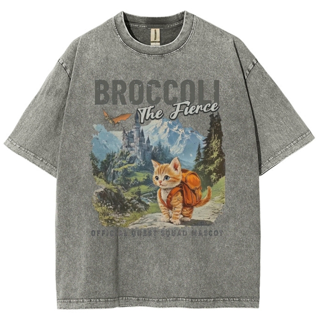 "Broccoli the Fierce" Quest Mascot Graphic Washed T-Shirt