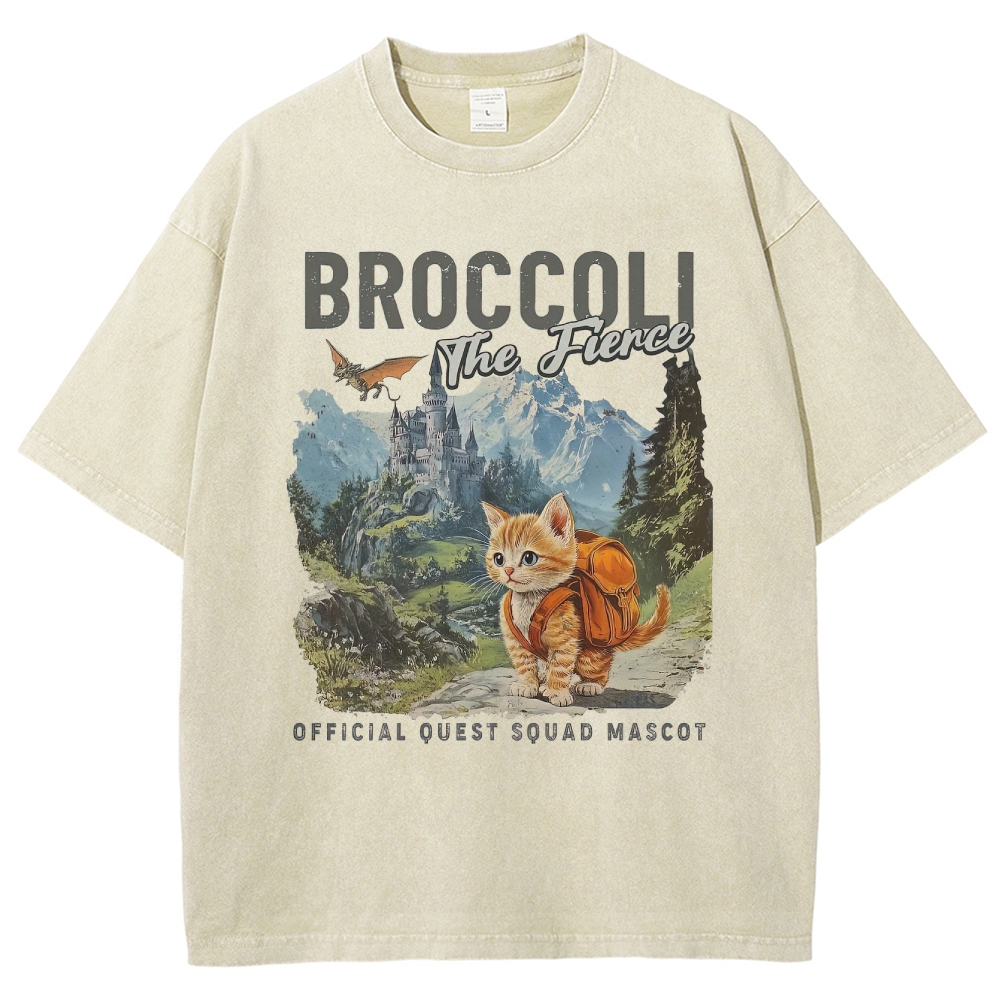 "Broccoli the Fierce" Quest Mascot Graphic Washed T-Shirt