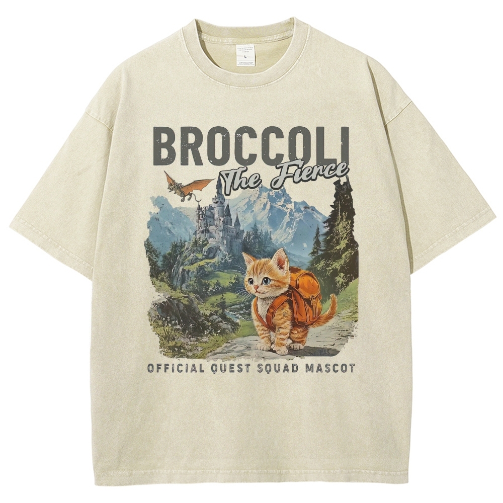 "Broccoli the Fierce" Quest Mascot Graphic Washed T-Shirt