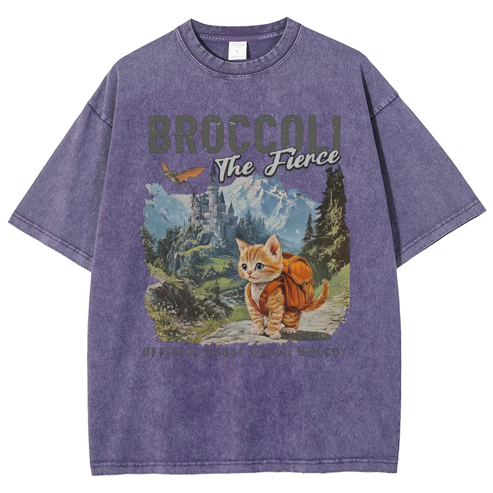 "Broccoli the Fierce" Quest Mascot Graphic Washed T-Shirt