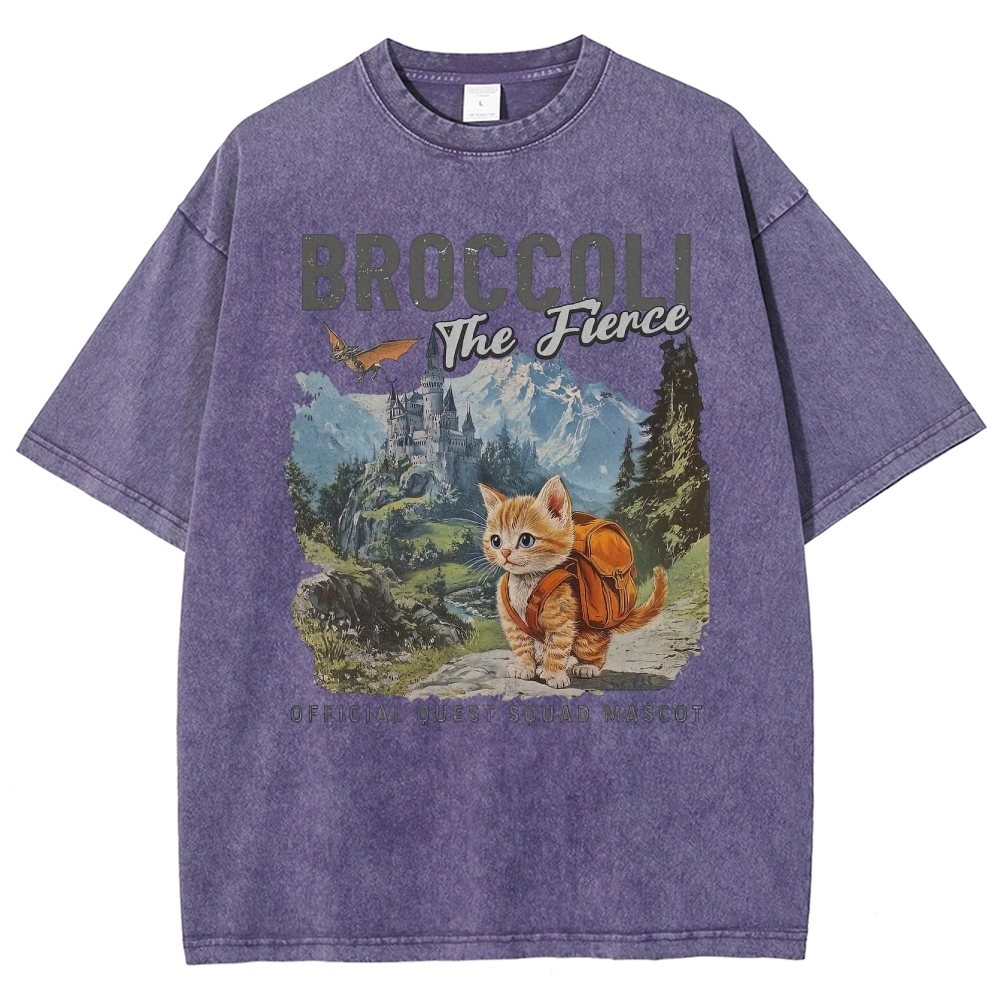 "Broccoli the Fierce" Quest Mascot Graphic Washed T-Shirt