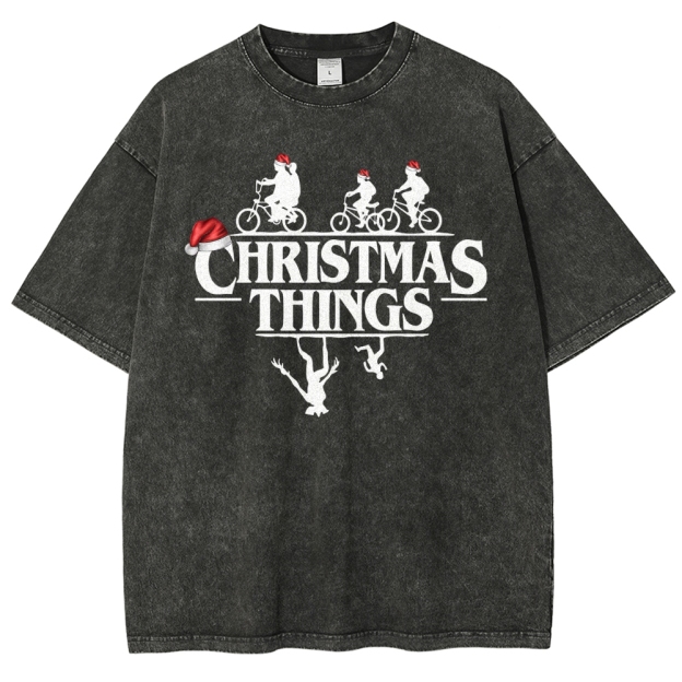 " Christmas Things" Holiday GraphicWashed T-Shirt 