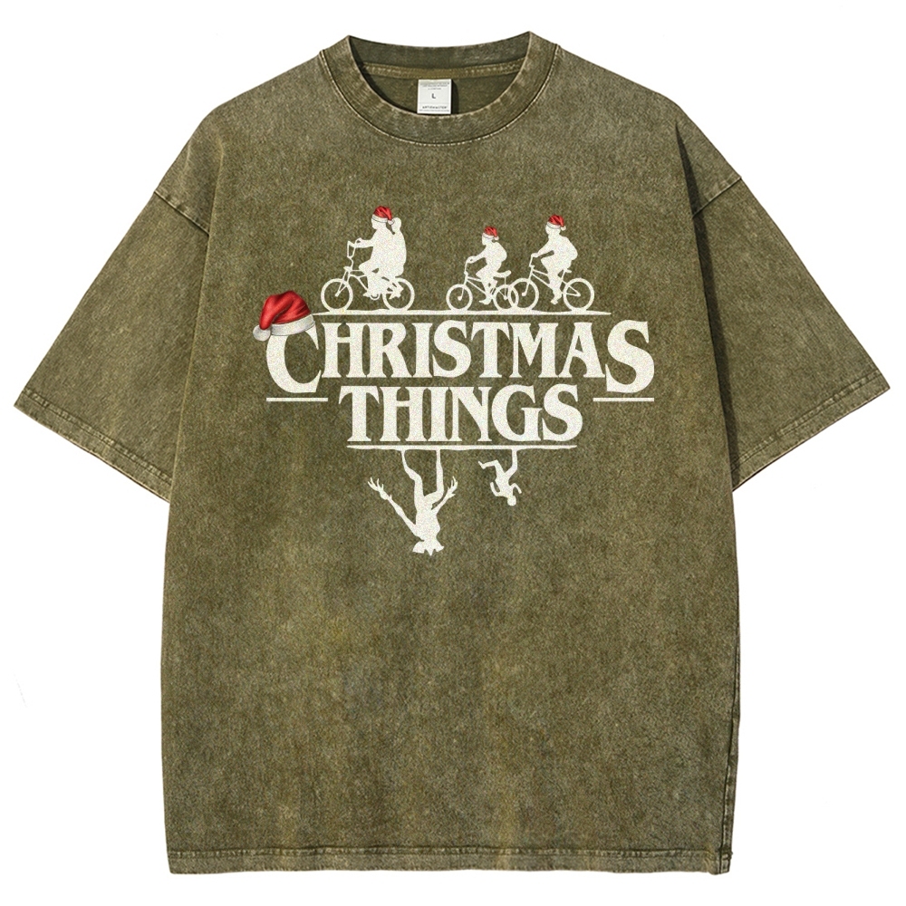 " Christmas Things" Holiday GraphicWashed T-Shirt 
