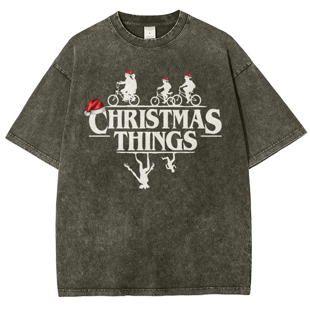 " Christmas Things" Holiday GraphicWashed T-Shirt 