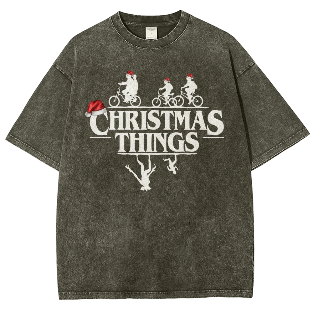 " Christmas Things" Holiday GraphicWashed T-Shirt 