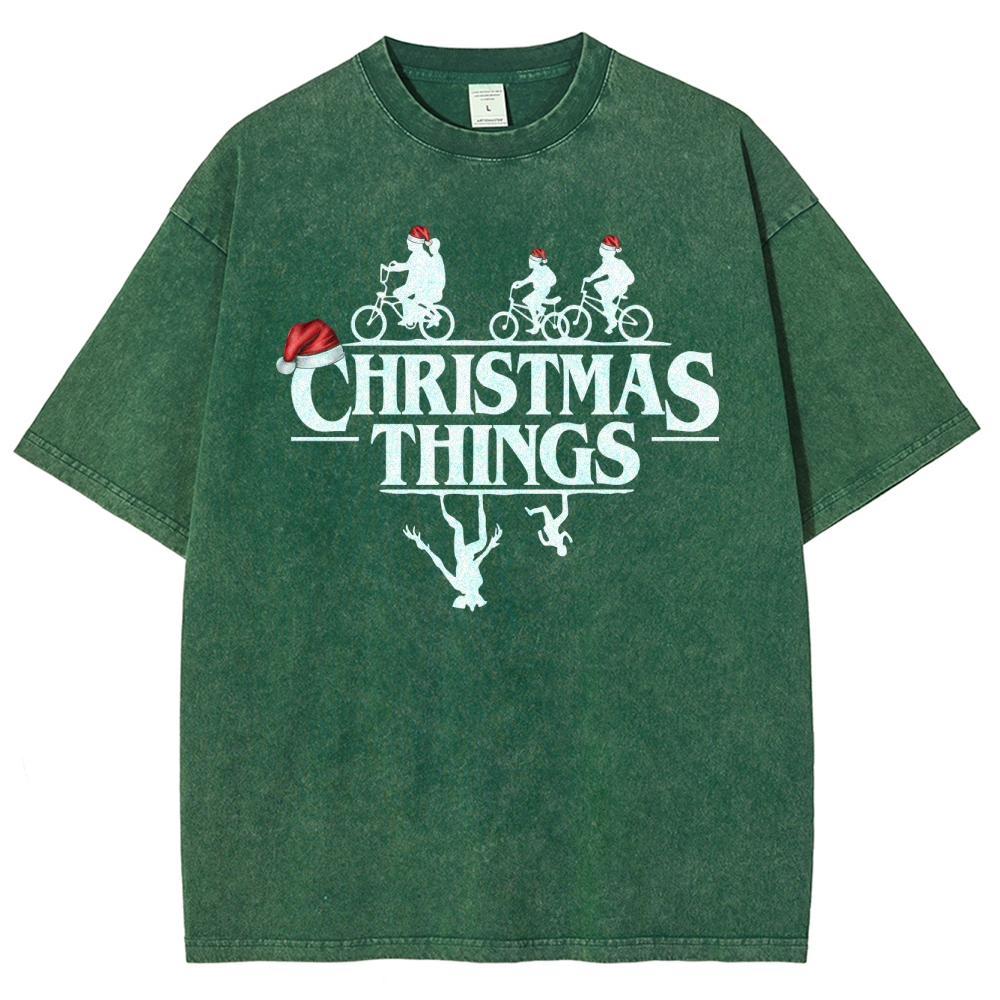 " Christmas Things" Holiday GraphicWashed T-Shirt 