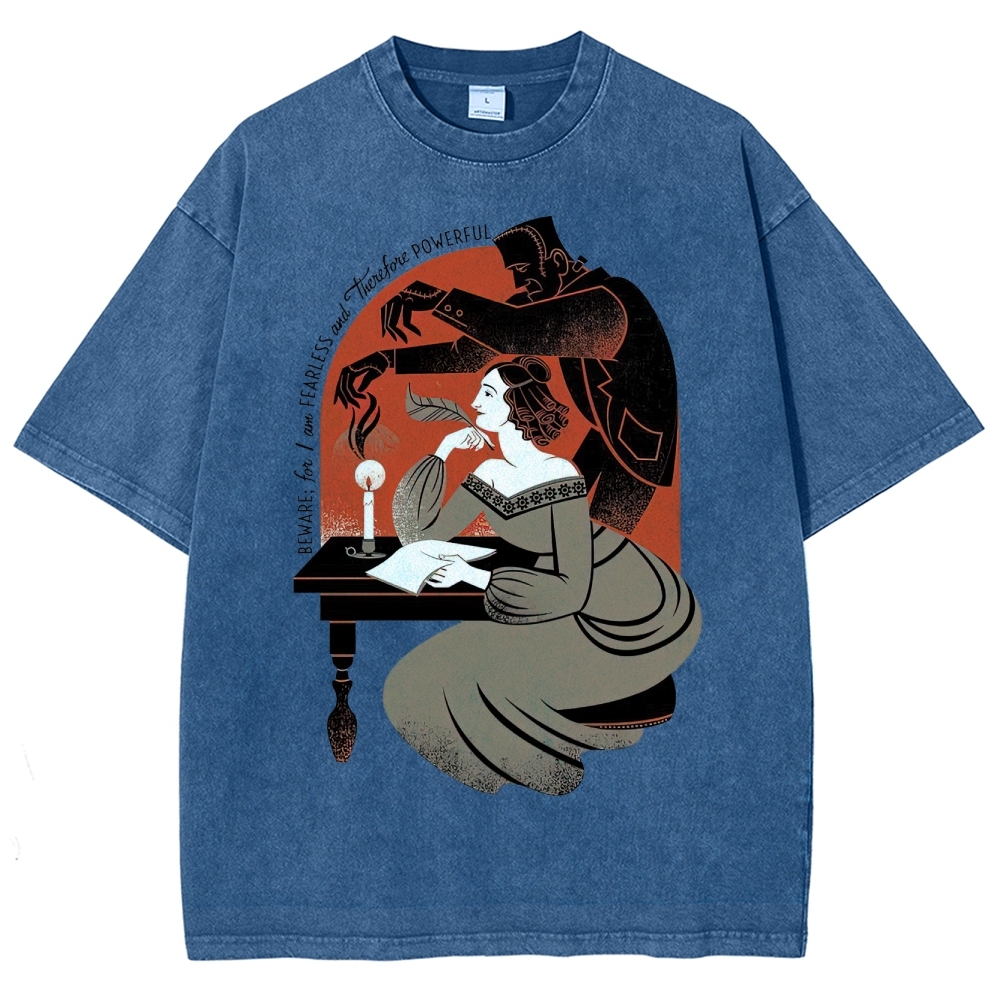 "Fearless & Powerful" Gothic Horror Graphic Washed T-Shirt 