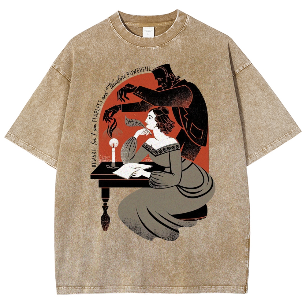 "Fearless & Powerful" Gothic Horror Graphic Washed T-Shirt 