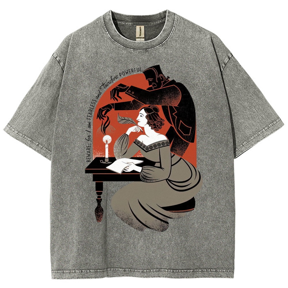 "Fearless & Powerful" Gothic Horror Graphic Washed T-Shirt 