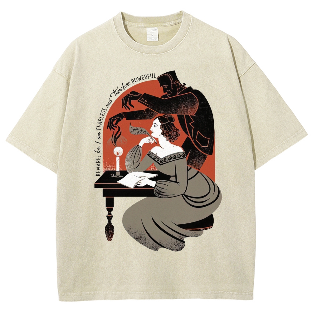 "Fearless & Powerful" Gothic Horror Graphic Washed T-Shirt 