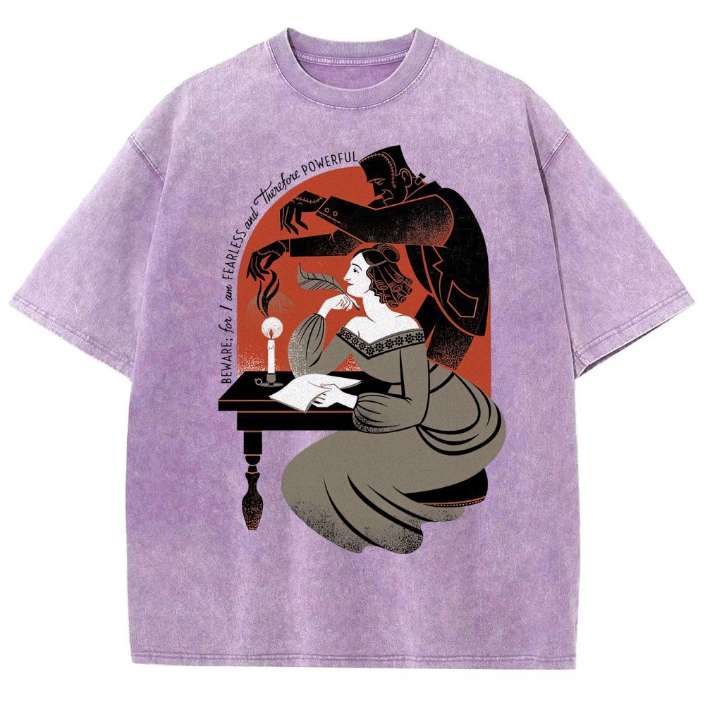 "Fearless & Powerful" Gothic Horror Graphic Washed T-Shirt 